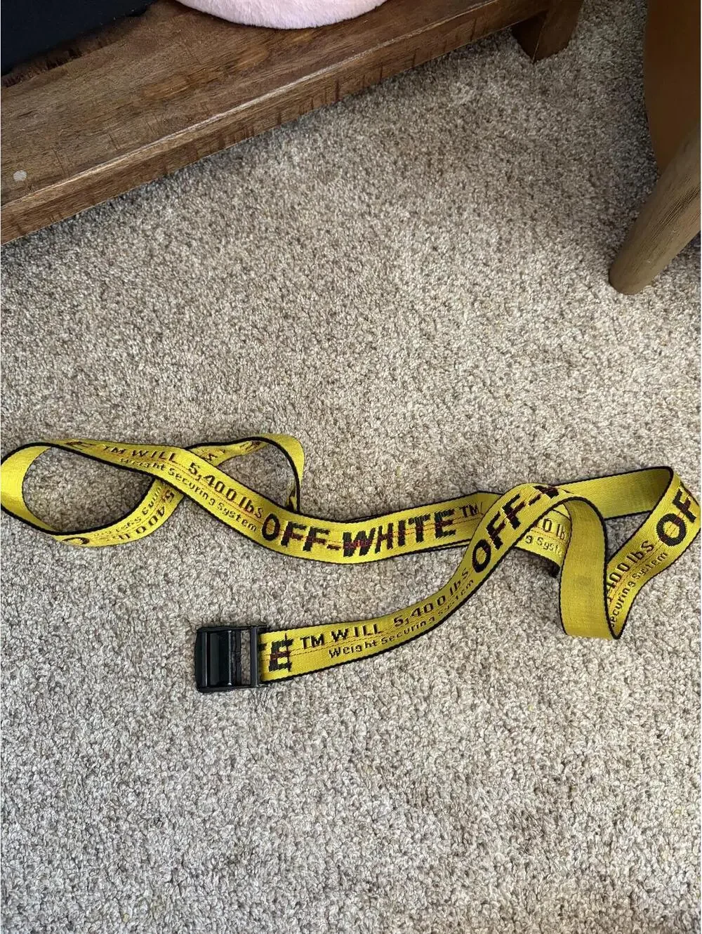 Off-White industrial yellow web logo belt